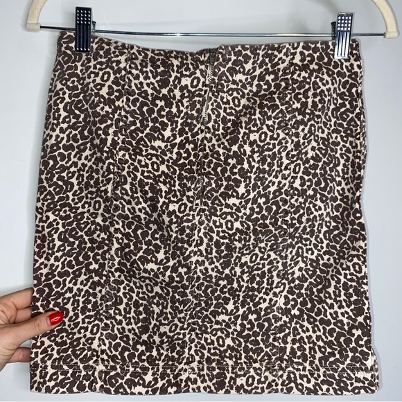 Free People Modern Femme Leopard Denim Mini Skirt - Picture 4 of 10